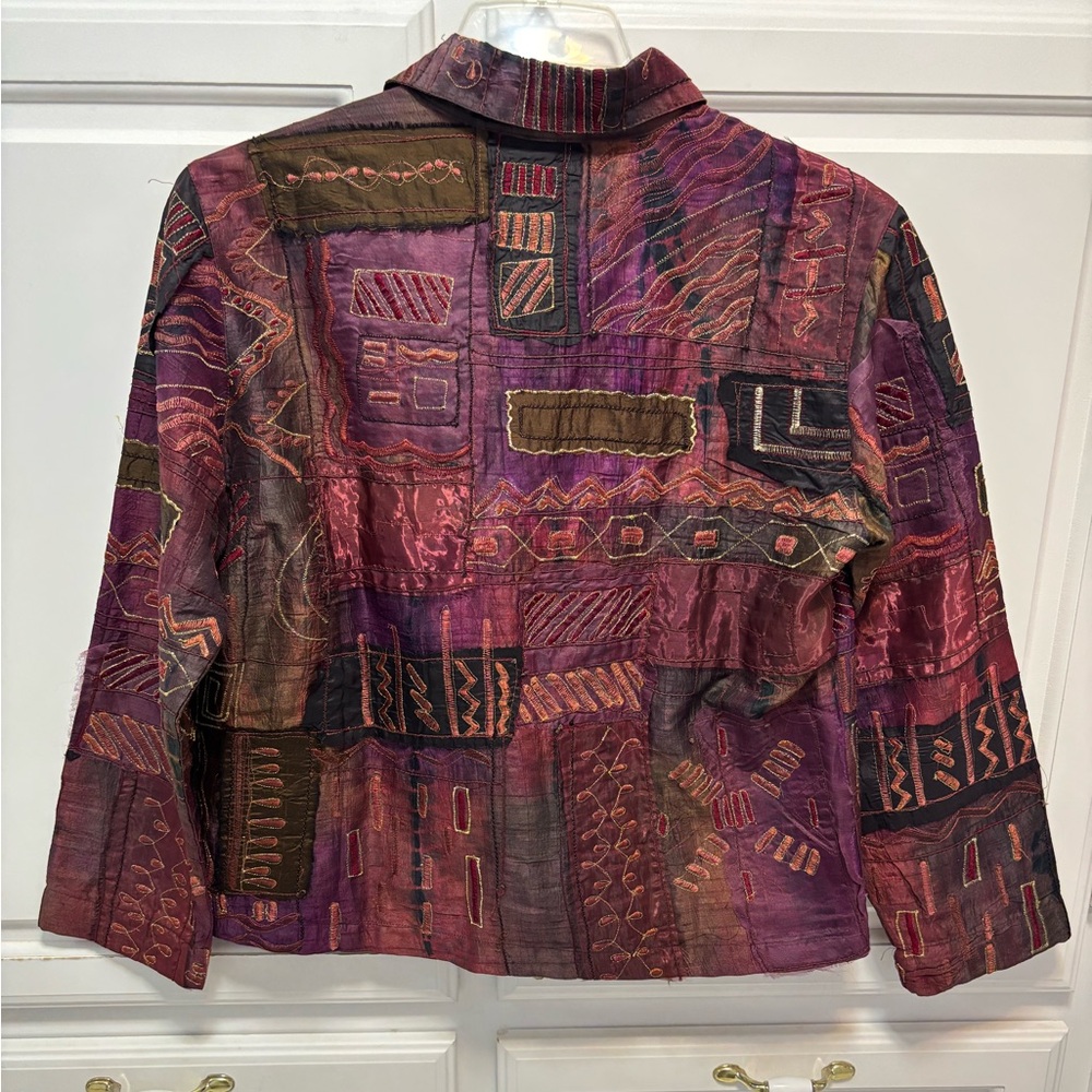Chico’s Silk Patchwork Lightweight Lined Jacket W… - image 4